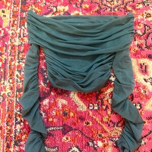 Zara teal off the shoulder top